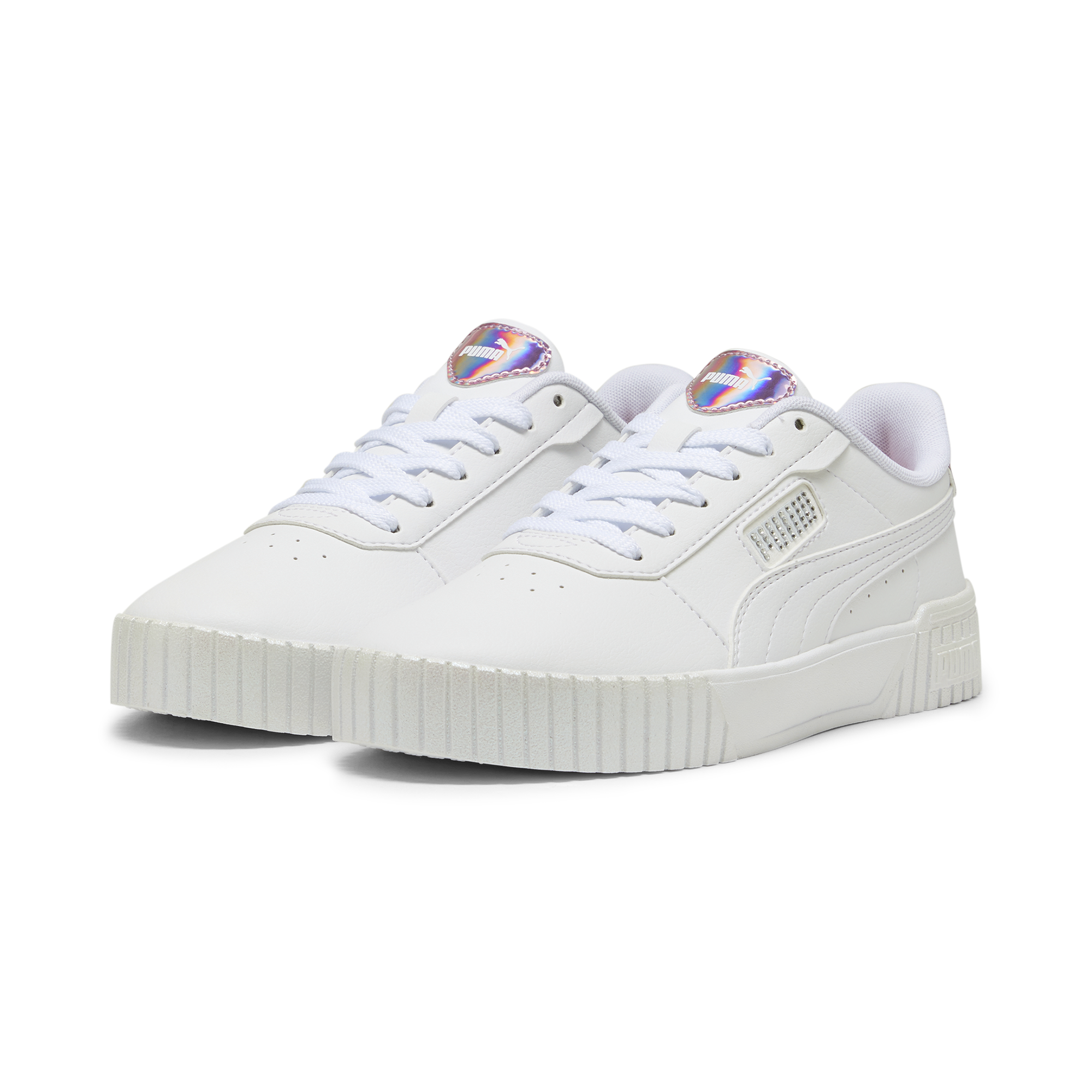 Sneakers bianche da donna con strass e dettagli iridescenti Puma Carina 2.0, Brand, SKU s312000499, Immagine 0